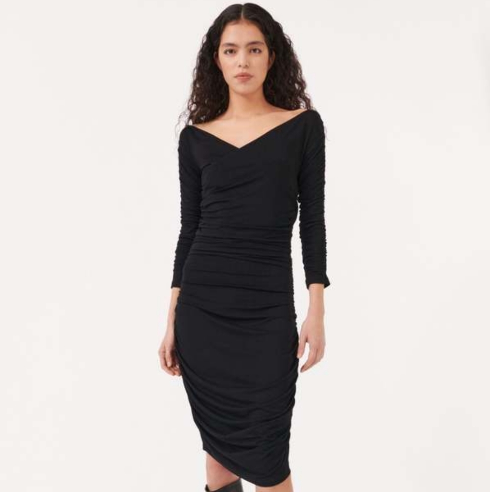 Baum Und Pferdgarten Jelisa off-shoulder ruched viscose long sleeve dress